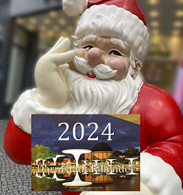 Noch kein Geschenk zum Nikolaustag? Auch als Weihnachtsgeschenk bestens geeignet: der mit neuen Motiven prall gefüllte DARMSTADT KALENDER 2024 ( © HEN-FOTO )