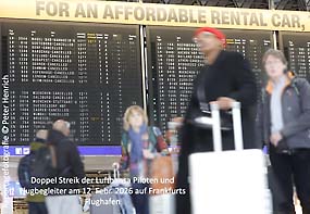 Doppelter Streik auf dem Frankfurter Flughafen der Lufthansa Piloten und der Flugbegleiter (Foto © Peter Henrich) Doppelter Streik auf dem Frankfurter Flughafen der Lufthansa Piloten und der Flugbegleiter (Foto © Peter Henrich)