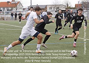 SV Münster und SC Viktoria Griesheim trennen sich in der Fussball Gruppenliga 1:1 (Fotogalerie © Peter Henrich) SV Münster und SC Viktoria Griesheim trennen sich in der Fussball Gruppenliga 1:1 (Fotogalerie © Peter Henrich)