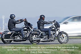 Frühlingshafte Temperaturen zu Beginn der Motorradsaison im Ried - unterwegs mit dem Quad, Oldtimer oder der Rennmaschine bei Sonnenschein und blauem Himmel ( Foto © Peter Henrich) Frühlingshafte Temperaturen zu Beginn der Motorradsaison im Ried - unterwegs mit dem Quad, Oldtimer oder der Rennmaschine bei Sonnenschein und blauem Himmel ( Foto © Peter Henrich)