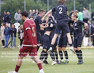 Vier Tore in einer Halbzeit der Relegation 2025/2026 bei FC Ober-Ramstadt sichern den Klassenerhalt für die Spielvereinigung Seeheim-Jugenheim in der Fussball-Saison der Kreisoberliga Darmstadt (Foto © Peter Henrich / HEN-FOTO) Vier Tore in einer Halbzeit der Relegation 2025/2026 bei FC Ober-Ramstadt sichern den Klassenerhalt für die Spielvereinigung Seeheim-Jugenheim in der Fussball-Saison der Kreisoberliga Darmstadt (Foto © Peter Henrich / HEN-FOTO)