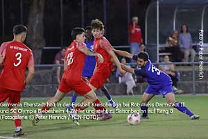 Germania Eberstadt holt in der Fussball Kreisoberliga zu Saisonbeginn gegen Rot-Weiss Darmstadt und SC Olympia Biebesheim insgesamt vier Punkte (Foto © Peter Henrich / HEN-FOTO) Germania Eberstadt holt in der Fussball Kreisoberliga zu Saisonbeginn gegen Rot-Weiss Darmstadt und SC Olympia Biebesheim insgesamt vier Punkte (Foto © Peter Henrich / HEN-FOTO)